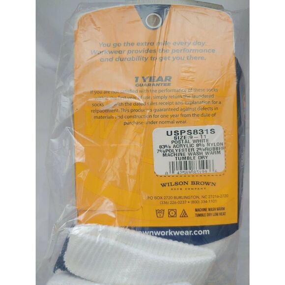 Wilson Brown Unisex Fits Size 9-11 Heavy Cushioned White Quarter Socks - Picture 4 of 4